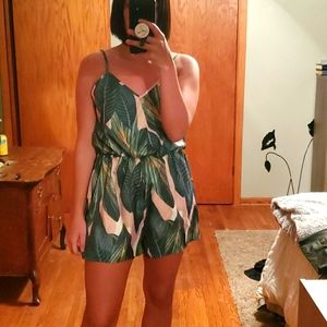 Leaf print romper